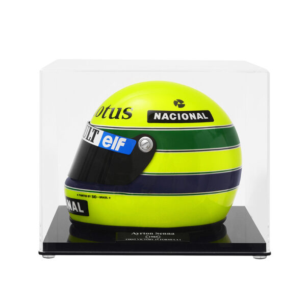 Kit Capacetes Ayrton Senna: Réplica Oficial Bicampeonato Mundial 1990 e Miniatura Primeira Vitória 1985 - Imagem 7