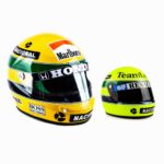 Kit Capacetes Ayrton Senna: Réplica Oficial Bicampeonato Mundial 1990 e Miniatura Primeira Vitória 1985